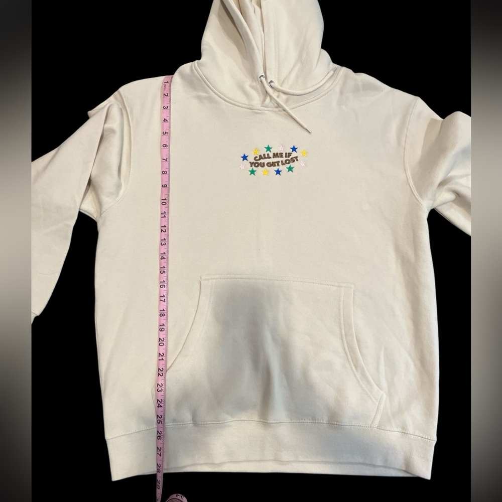 Cream Hoodie with Embroidered “Call Me If You Get Lost” Design - Picture 5 of 6